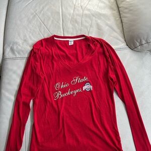 Women's Ohio State Buckeyes Red Long Sleeve Shirt, Size XL